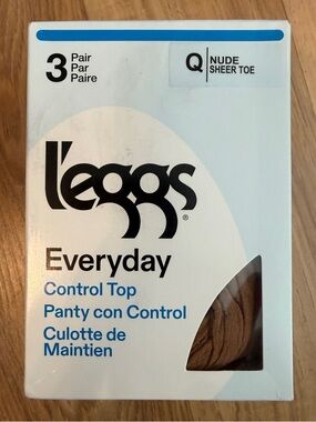 L'eggs Everyday Control Top Nude Sheer Toe Pantyhose - 3 Pair